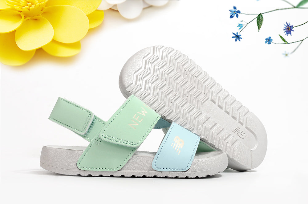 NB double bar sandals " lime green, sky blue"