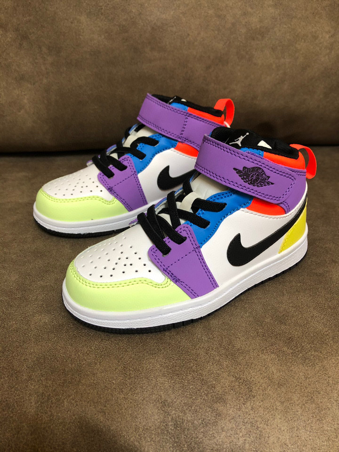 Joe's high-top Velcro children's shoes" purple, yellow, blue, white"