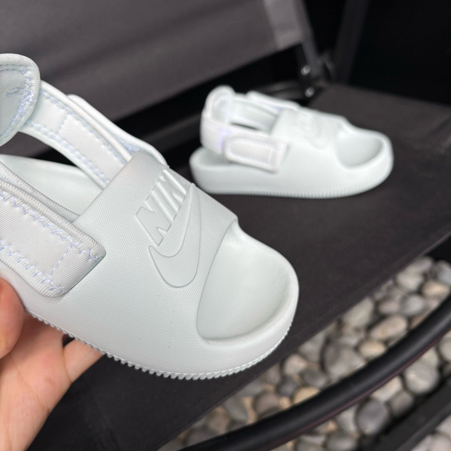 Nike open toe Velcro two-way sandals" white"