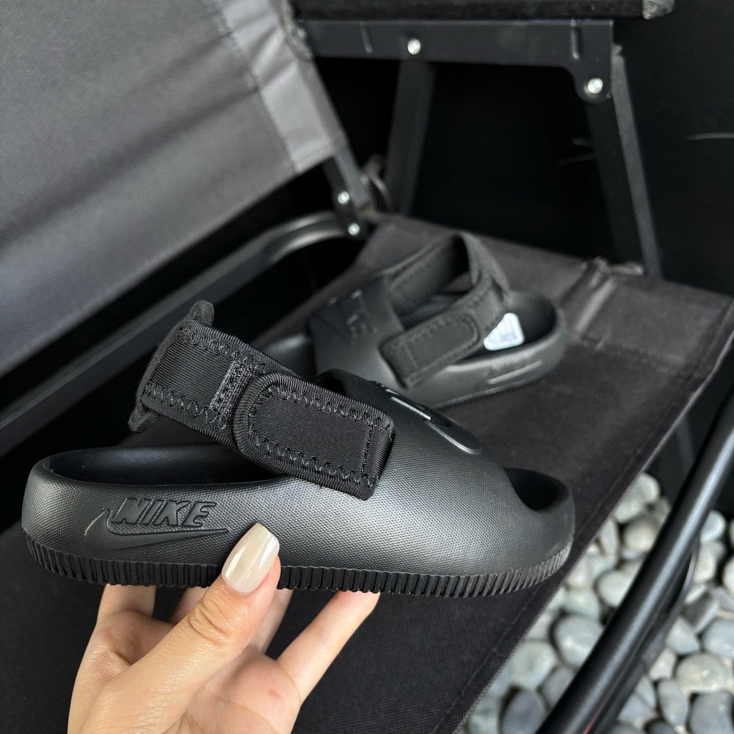 Nike open toe Velcro two-way sandals" black"