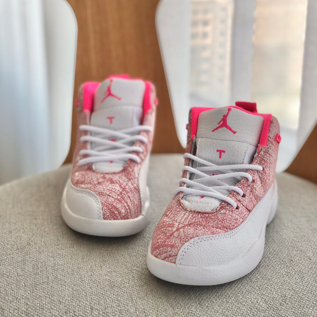 Joe 12 high quality children's shoe" white and a vibrant pink"