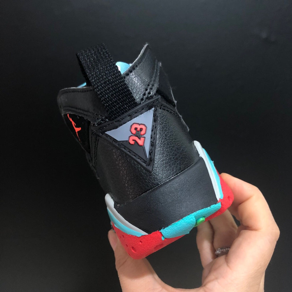Jordan 7" black, orange, blue"