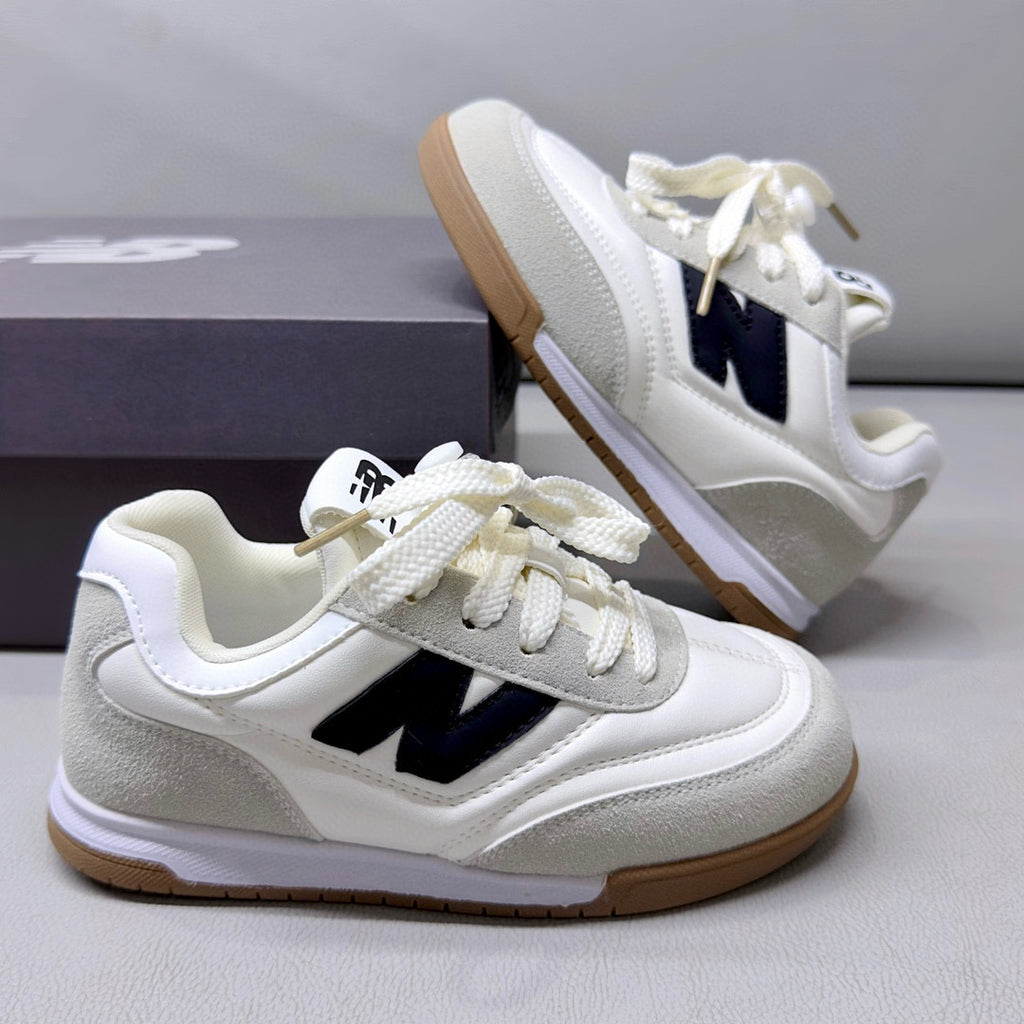 NB URC42LA lace-up buckle children's shoes" white, light gray"