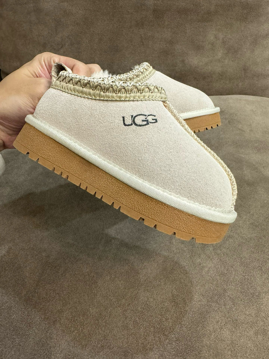 U-GG ethnic style fur short tube snow boots children's shoes " light beige"