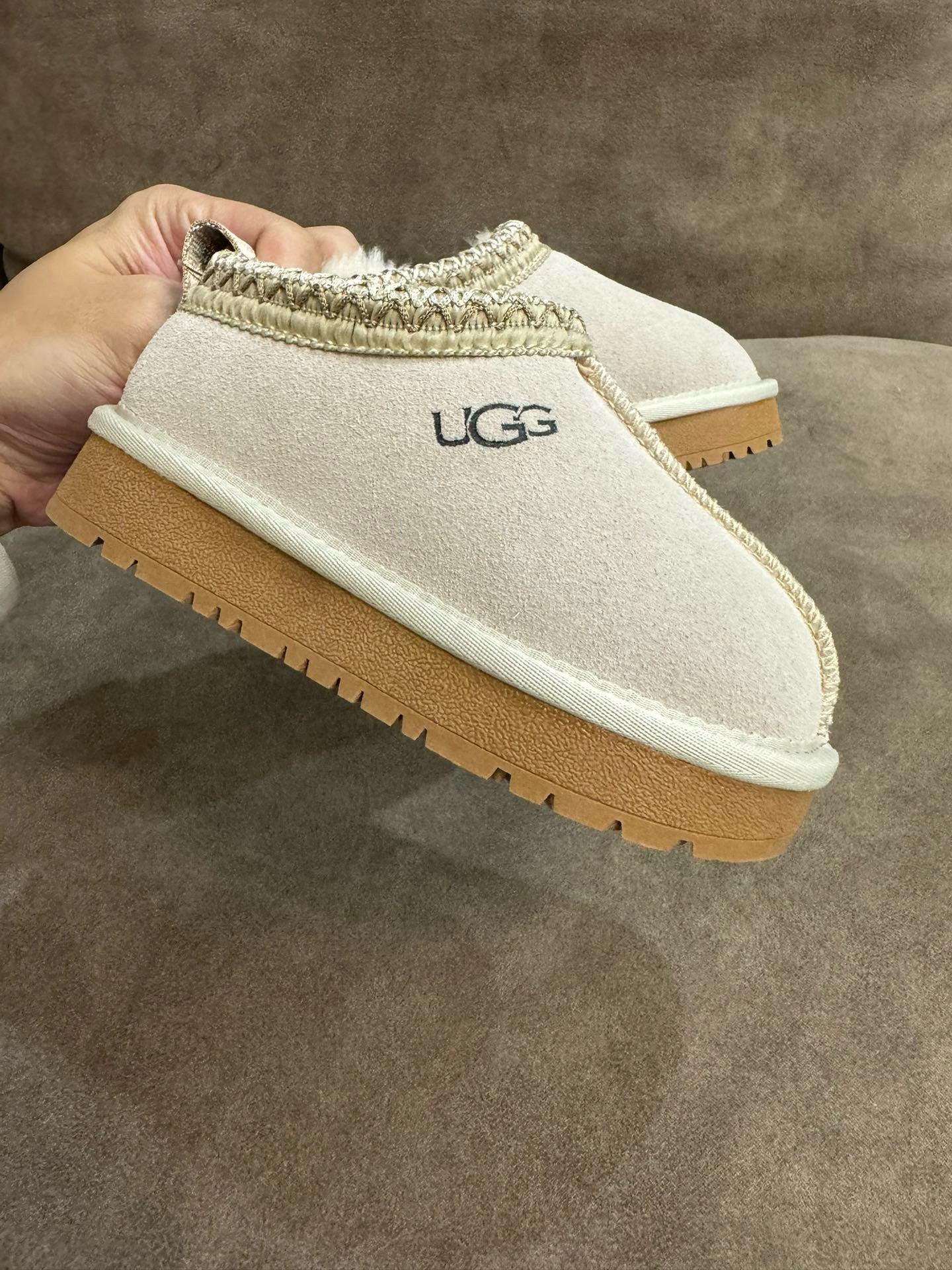 U-GG ethnic style fur short tube snow boots children's shoes " light beige"