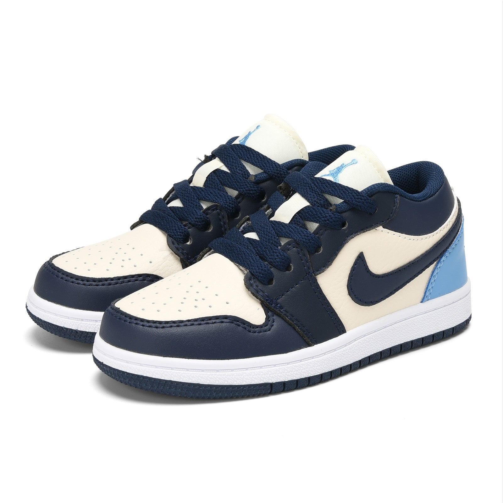 Qiaoyi low-top shoelaces" Navy, cream"