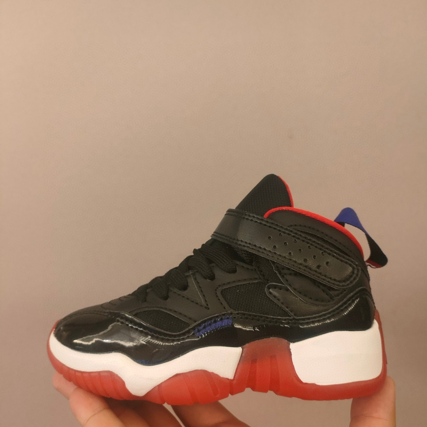 Jordan 612 single buckle children's shoes" black, orange"
