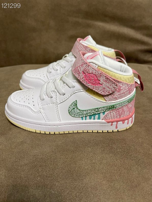 Joe's high-top Velcro children's shoes" white, pink, green"