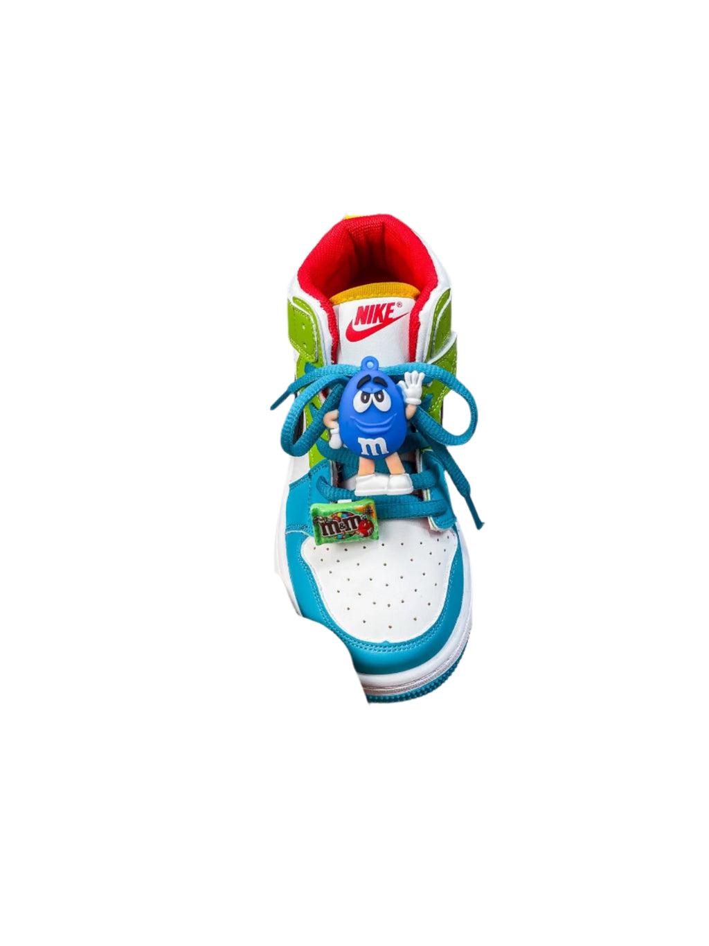 Joe 1 cartoon high top basketball shoes" Green, blue, white"