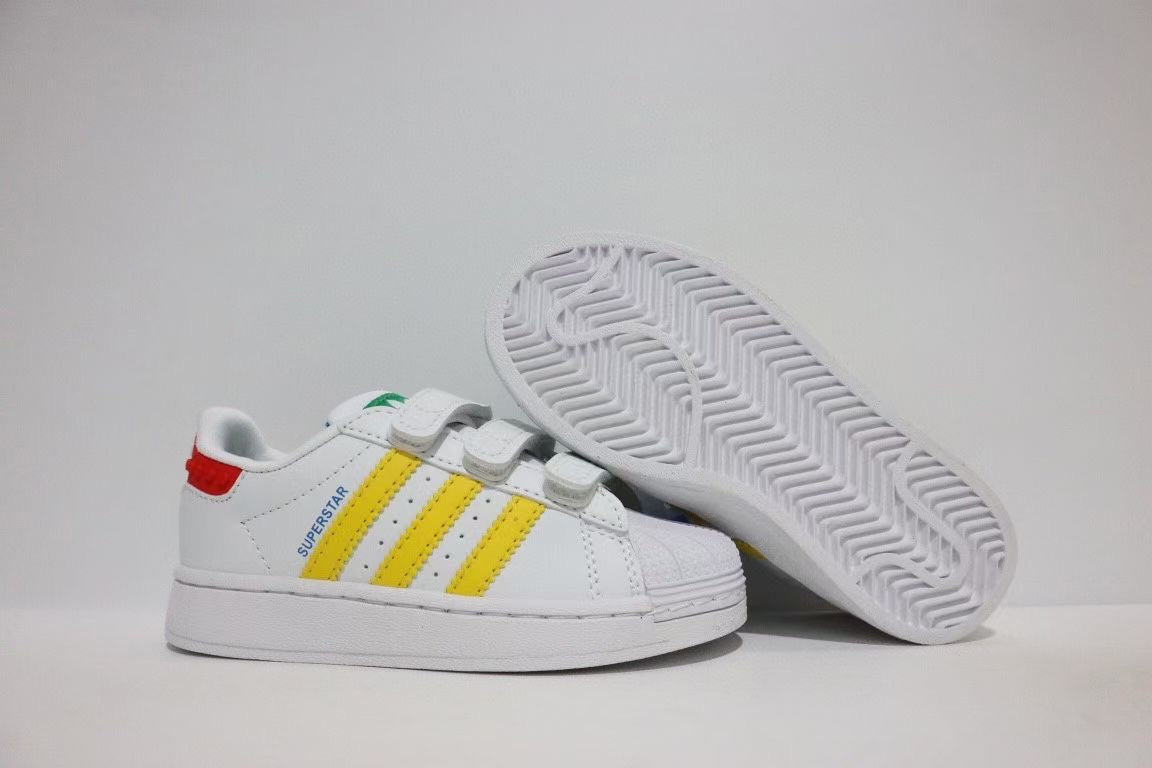 Shell toe two-layer cartoon children's shoes" white, yellow"