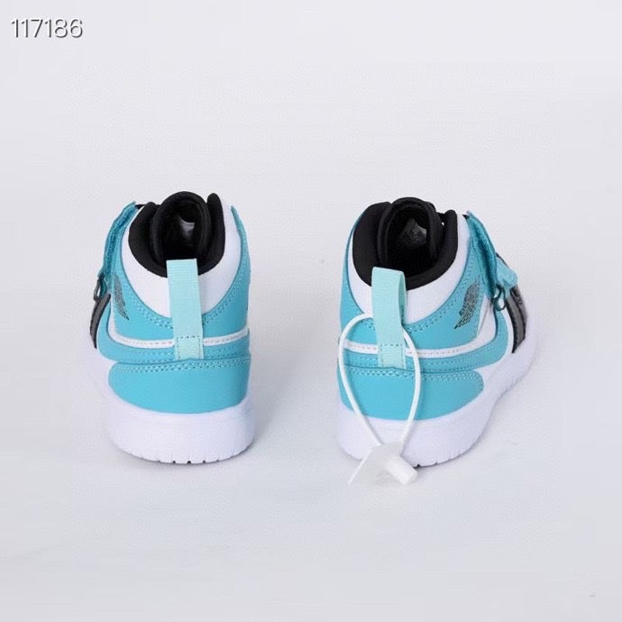 Jordan high top elastic band" white, black, turquoise"