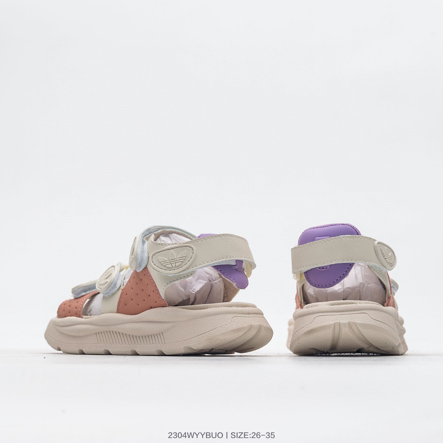 Adidas three-bar Velcro outdoor sandals" beige"