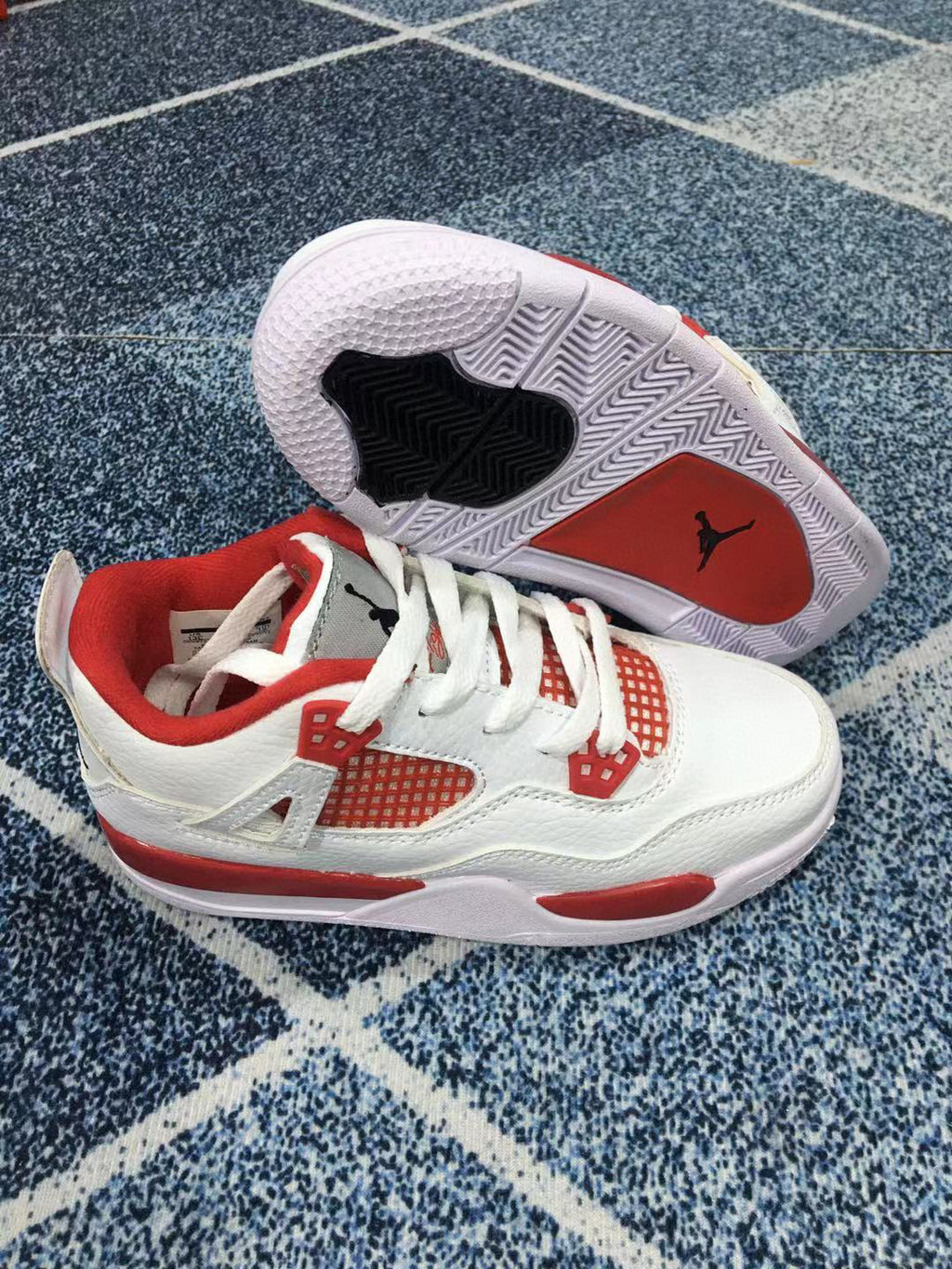 Jordan 4 children's sports shoes" white, red"