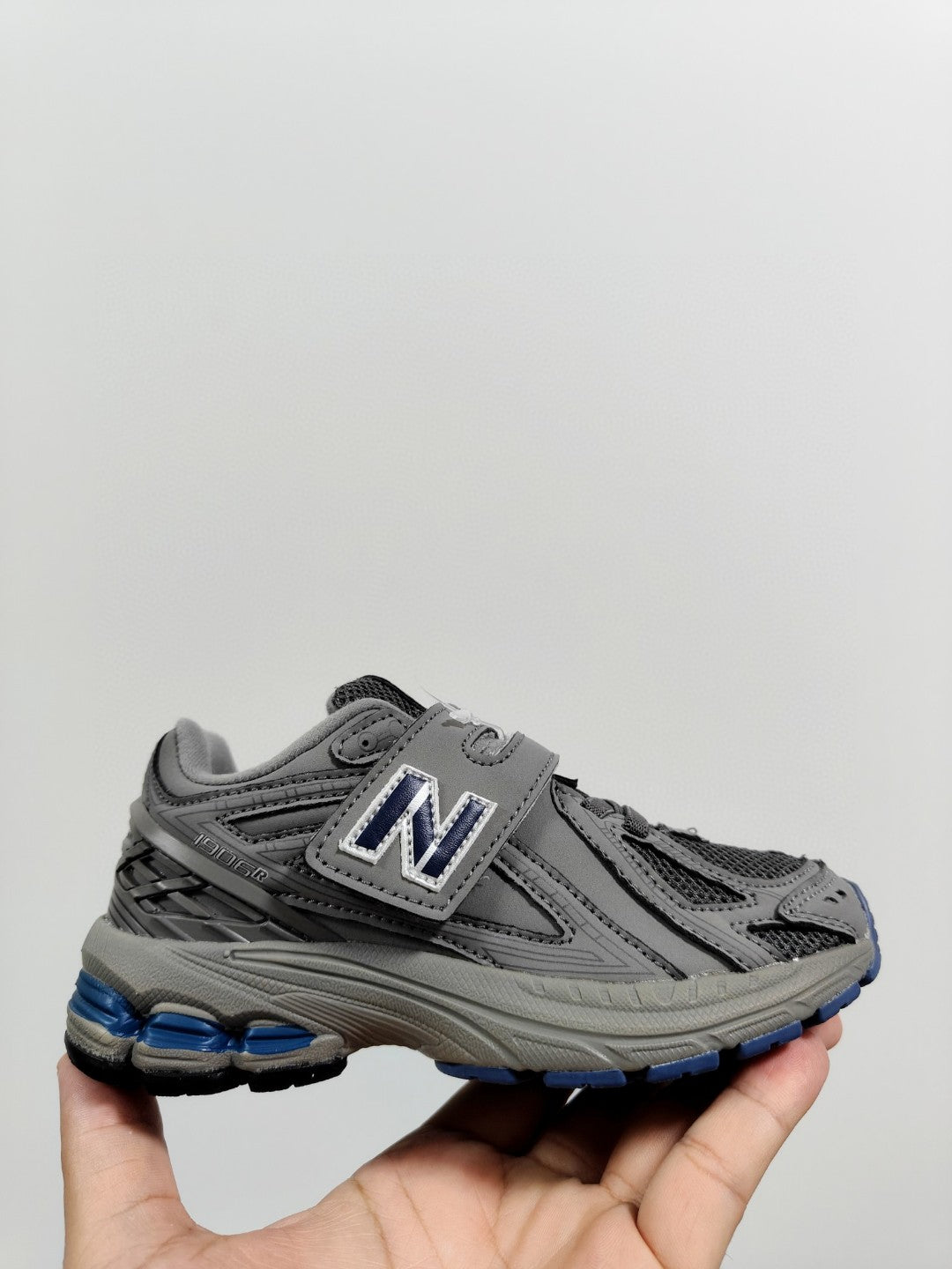 NB 1906 Velcro Kids Running Shoes" gray"