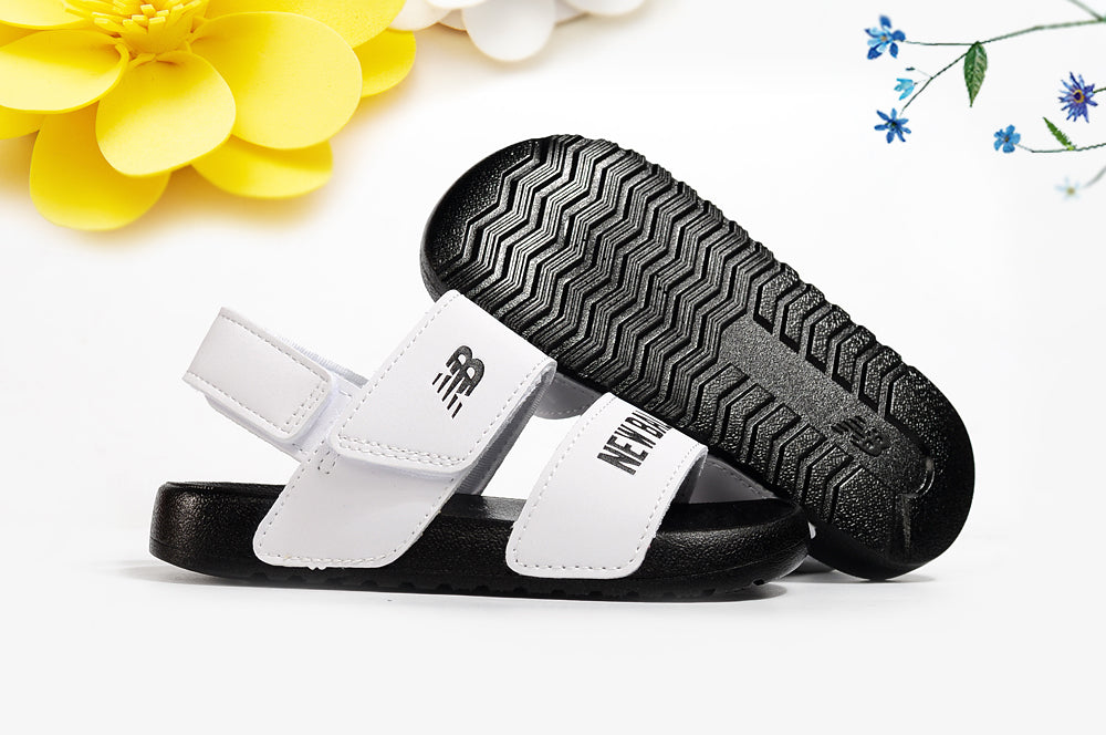 NB double bar sandals " white, black"