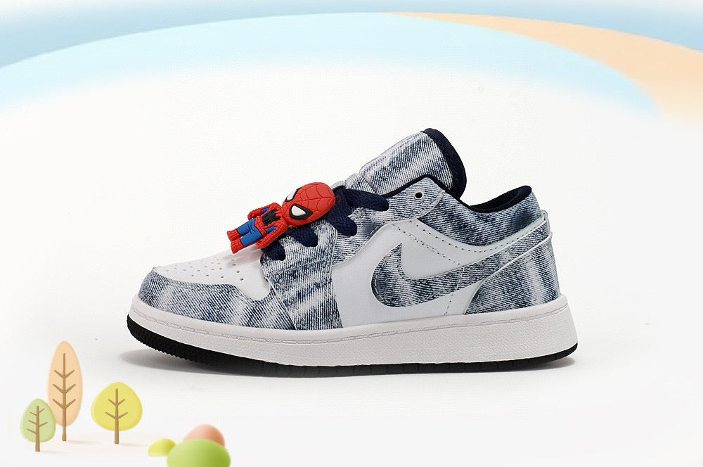 Jordan low-top first generation cartoon children's shoes" white, Navy"
