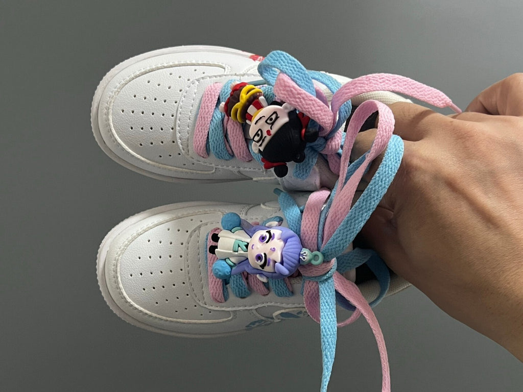 Empty one size pair of shoelaces Velcro cartoon