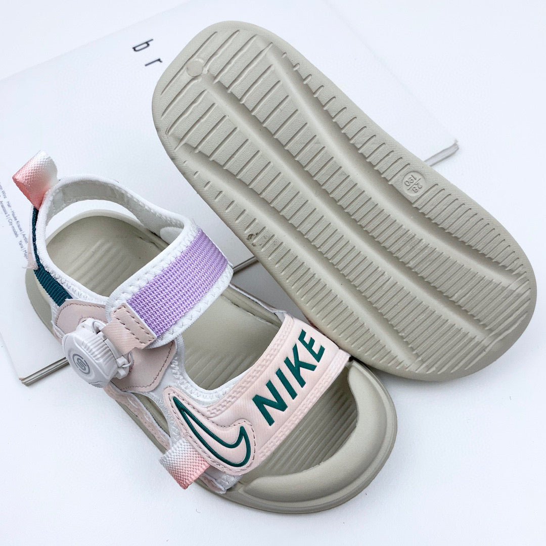 Nike Twist Lock Closed Toe Sandals "light gray, light pink"