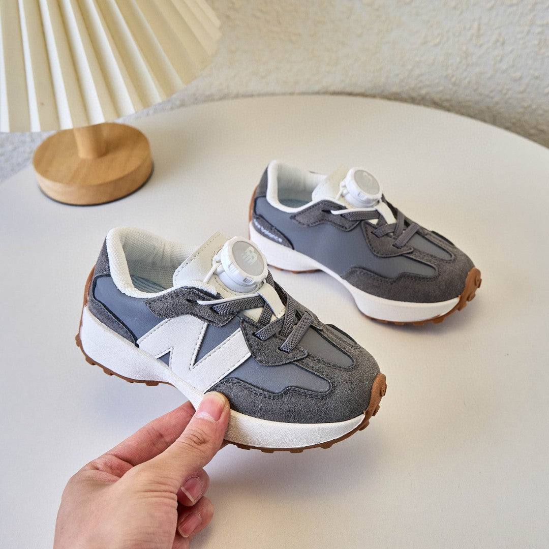 NB327 Rotating Buckle Waffle Gump Children's Shoes" gray, white"