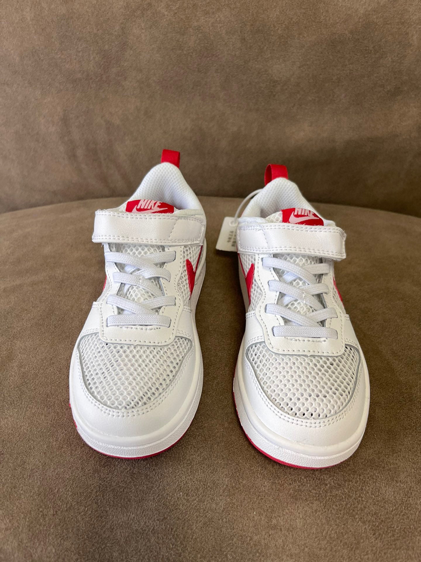 NIKE workwear Air Force One mesh elastic band Velcro children's shoes" white, red"
