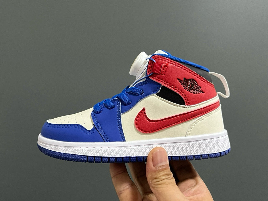 Joe 1 Zhongbang lock children's sports shoes" cream , blue, red"