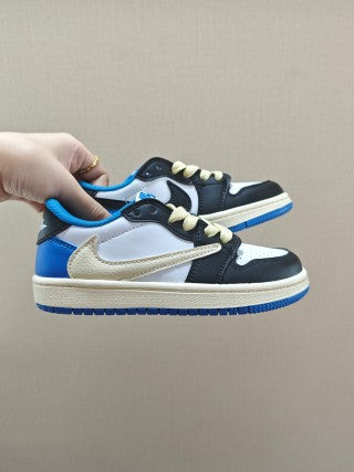 Qiao Yizhuan G version low-top children's lace-up sports shoes" black, white, blue"