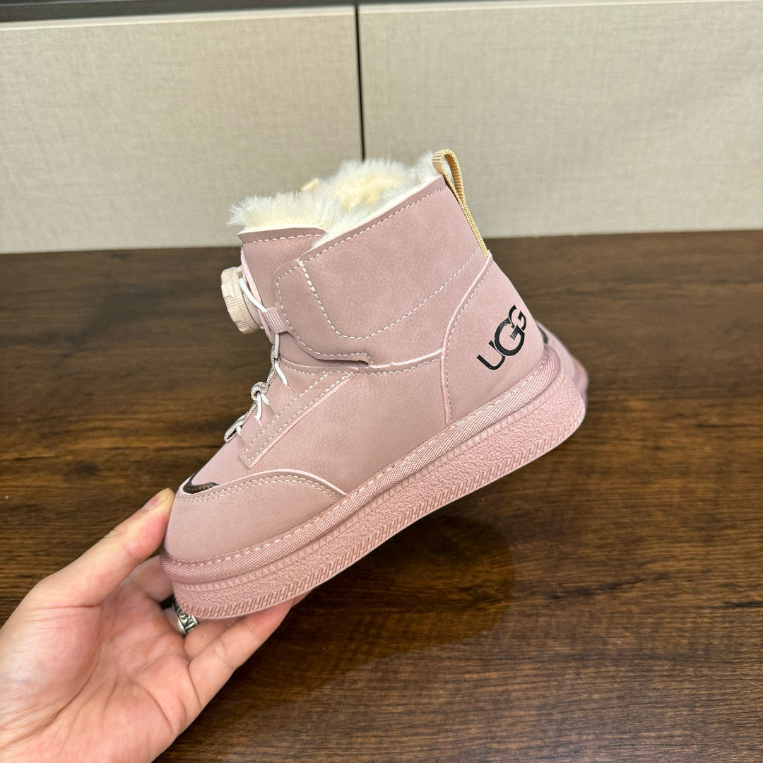 U-GG mid-cut swivel button plus suede leather children's shoes" pink"