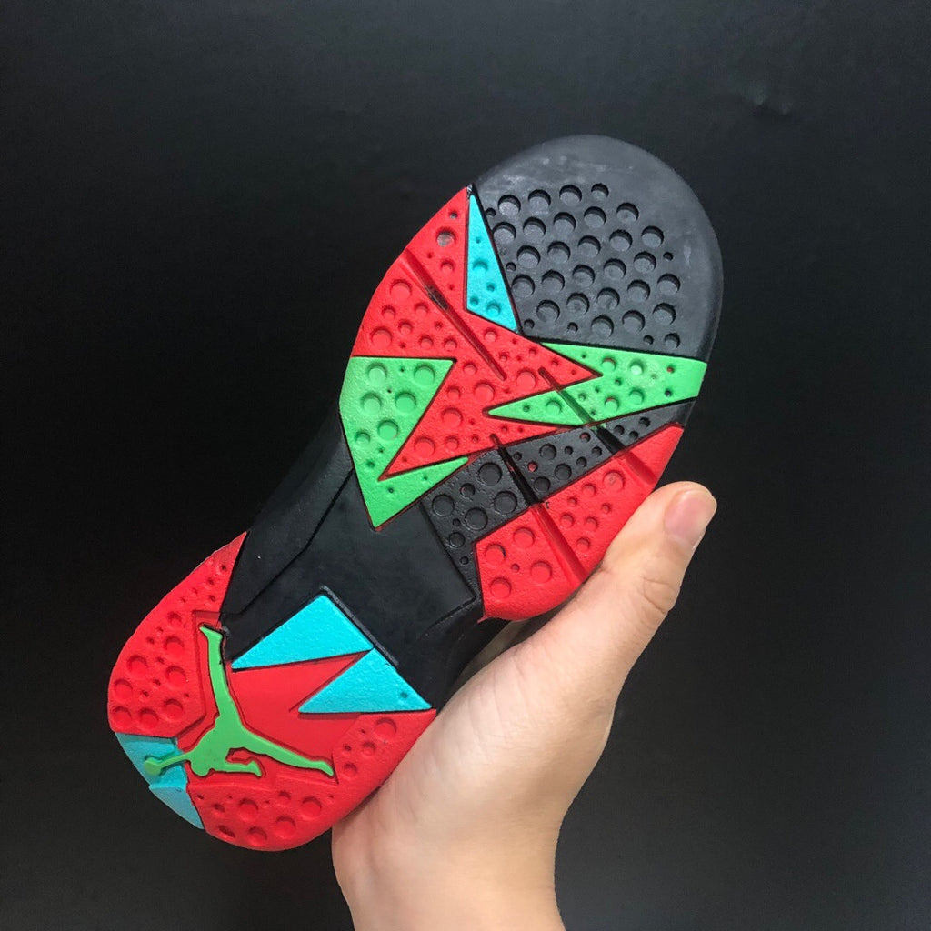 Jordan 7" black, orange, blue"