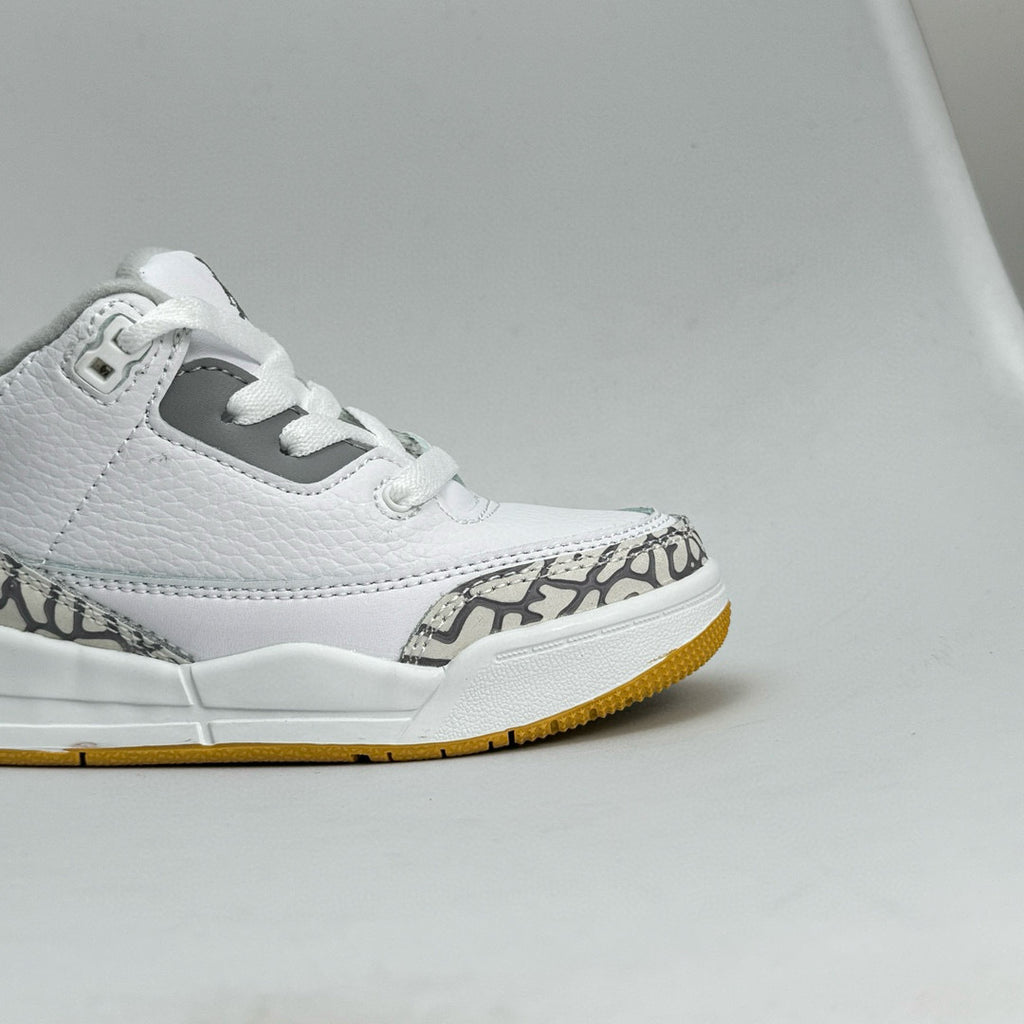 Jordan 3 children's shoes" white , gray, golden yellow"