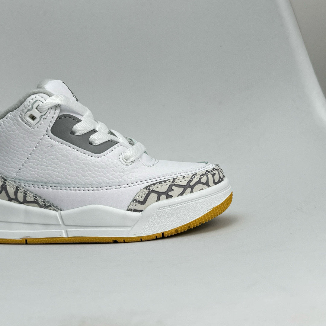 Jordan 3 children's shoes" white , gray, golden yellow"
