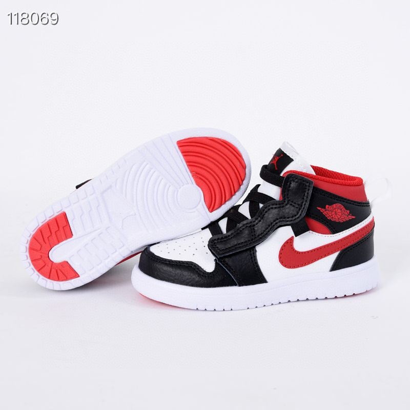 Jordan high top elastic band" white, black, red"