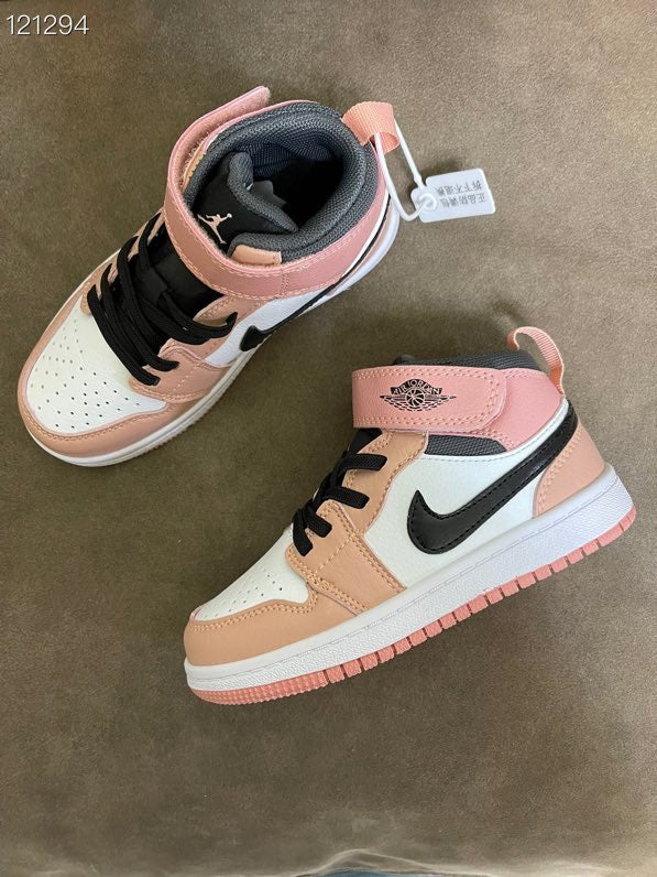 Joe's high-top Velcro children's shoes" white, and peach"