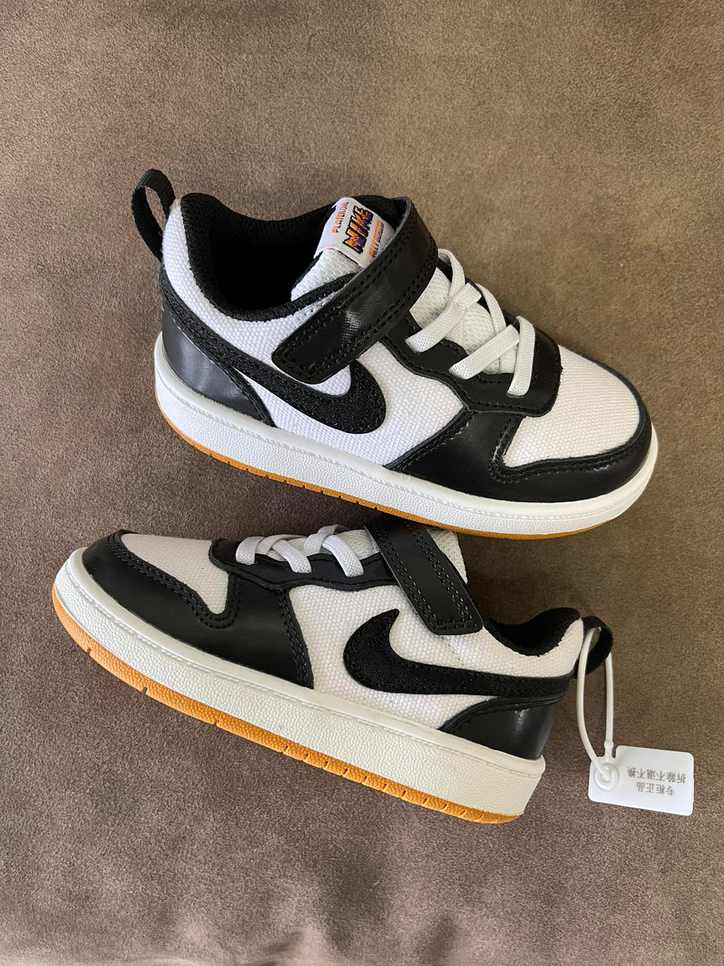 NIKE workwear Air Force One mesh elastic band Velcro children's shoes" white, black"