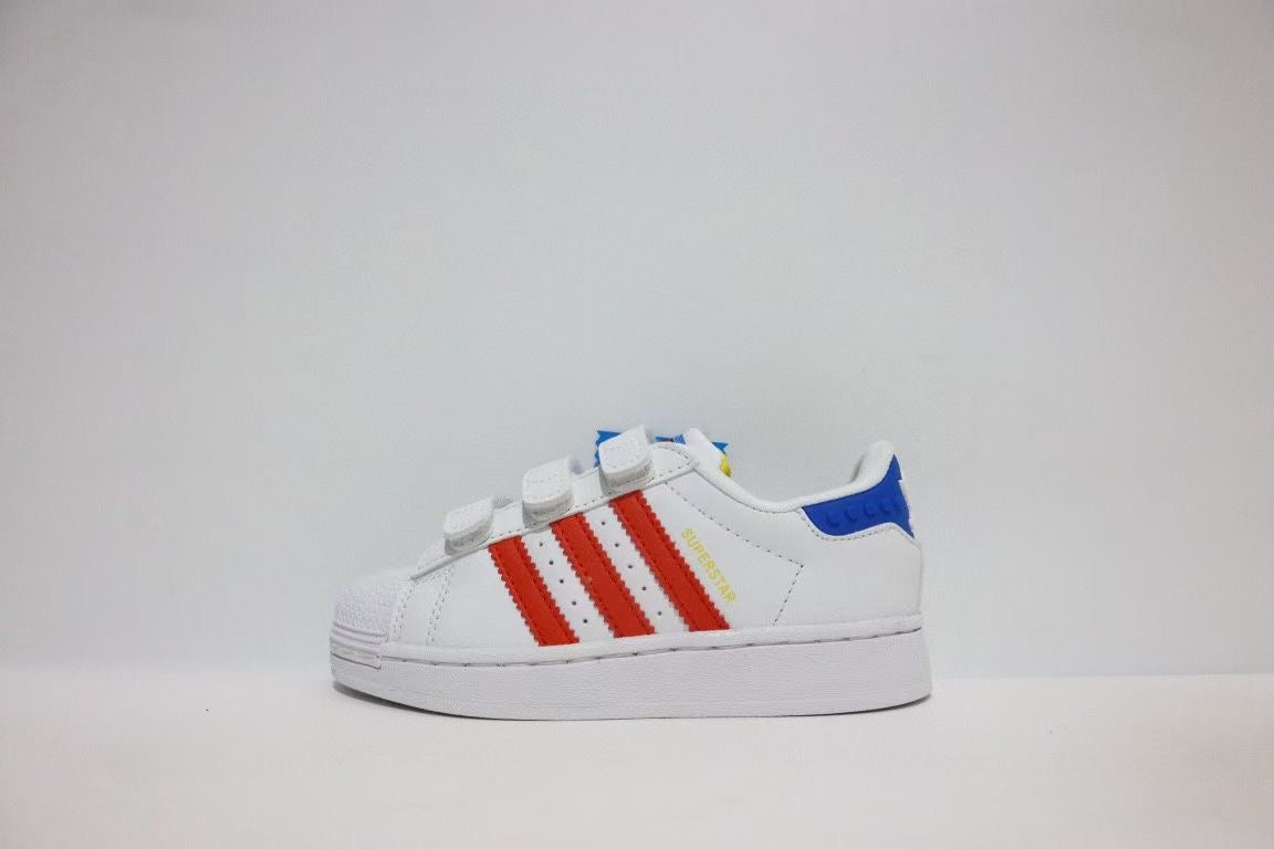 Shell toe two-layer cartoon children's shoes" white, red"
