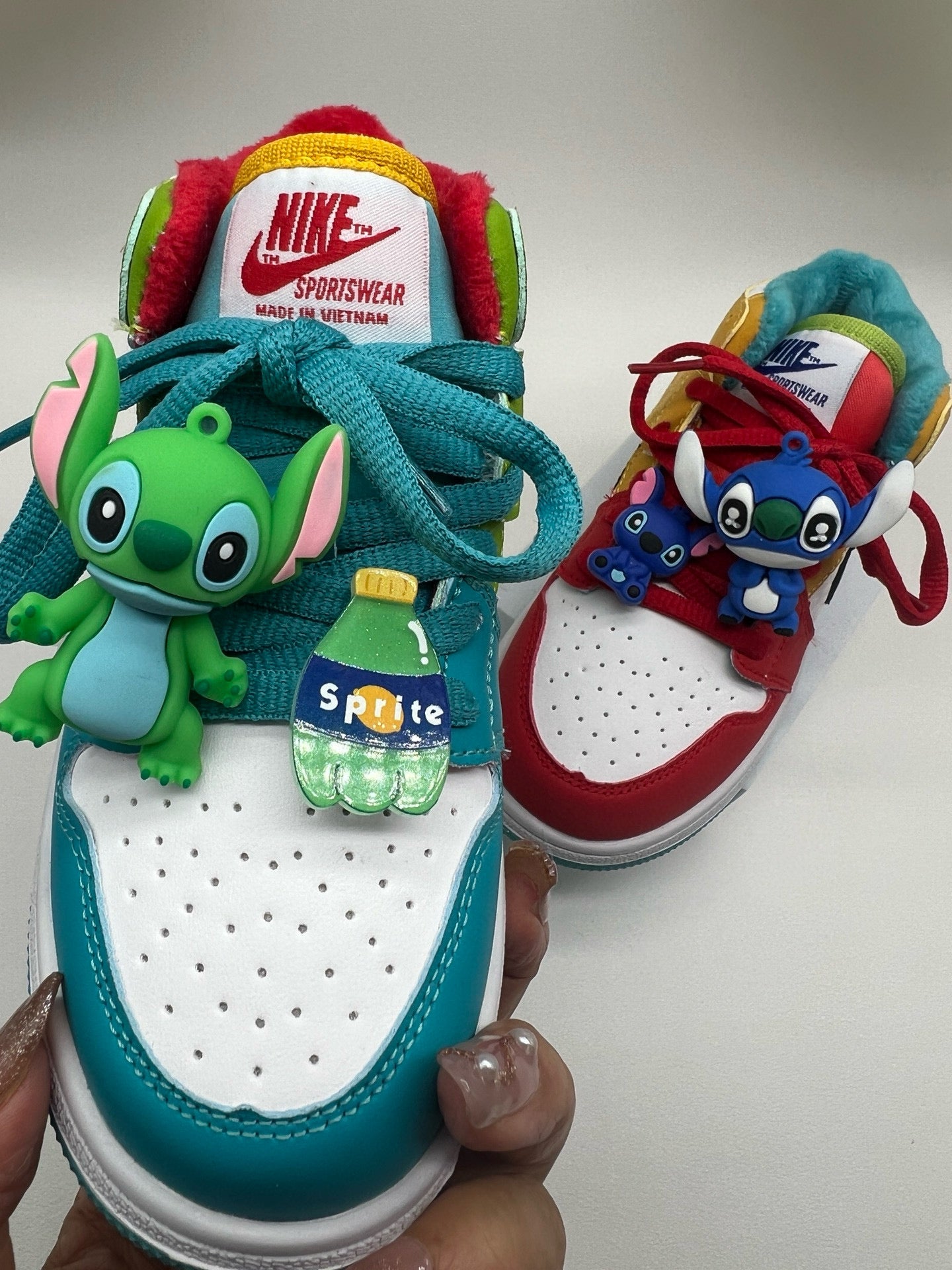 Joe One Cartoon Doll Accessories High Top Sneakers " red, mint green"