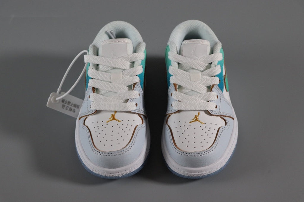 Jordan 1 Classic Kids Shoes" white, turquoise"