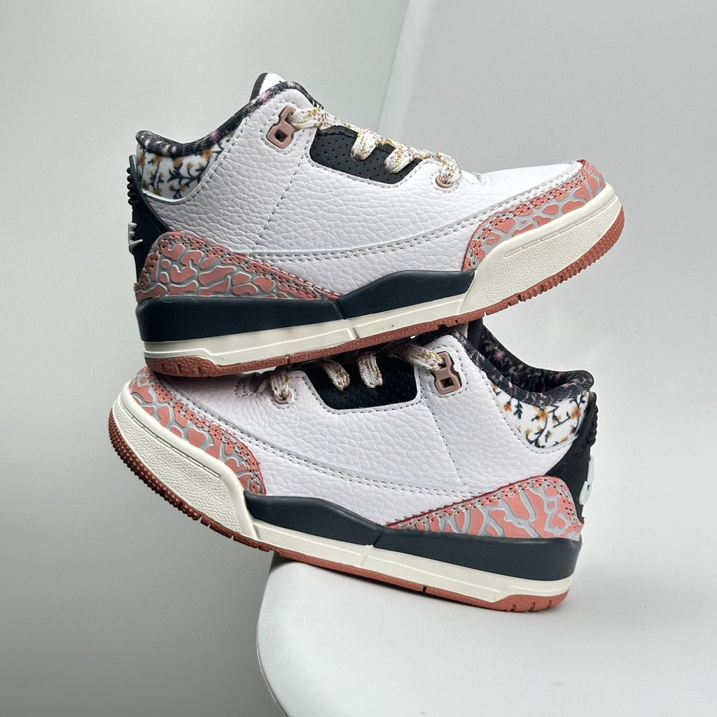 Jordan 3 children's shoes" white, gray, pink"