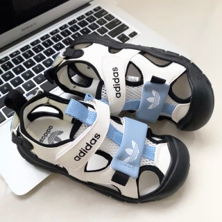 Adidas Velcro Stream Tracing Soft-soled Children's Beach Sandals" white, blue, black"