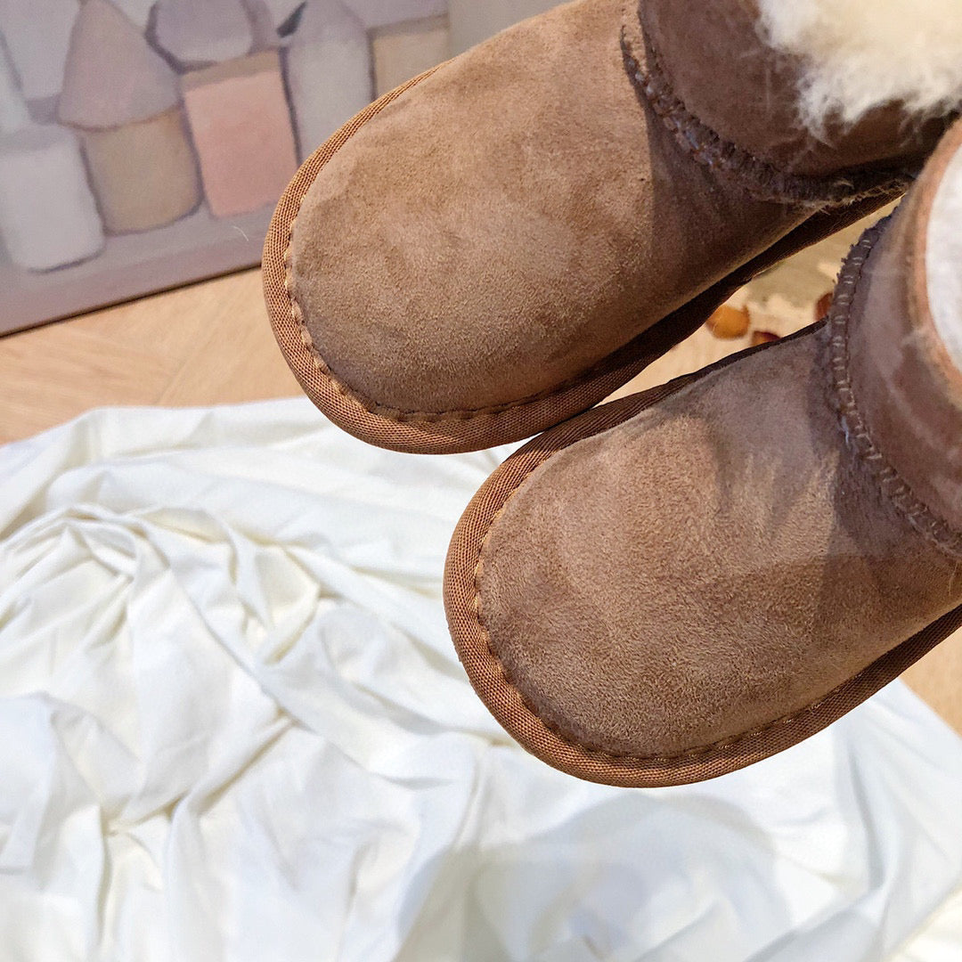 UGG bow wool integrated toddler shoes snow boots"  brown"