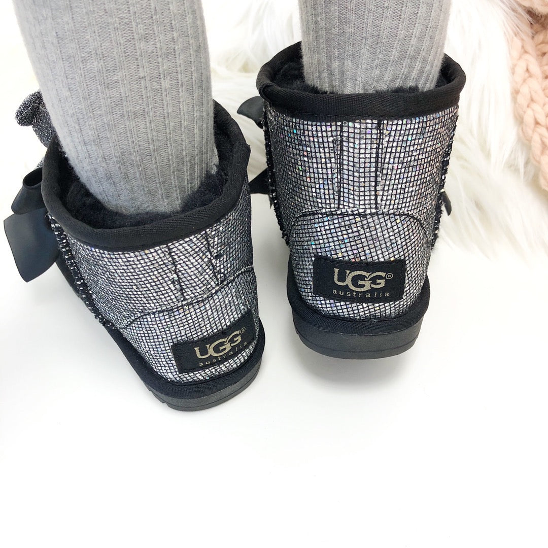 UGG Bear Snow Boots"silver and black"