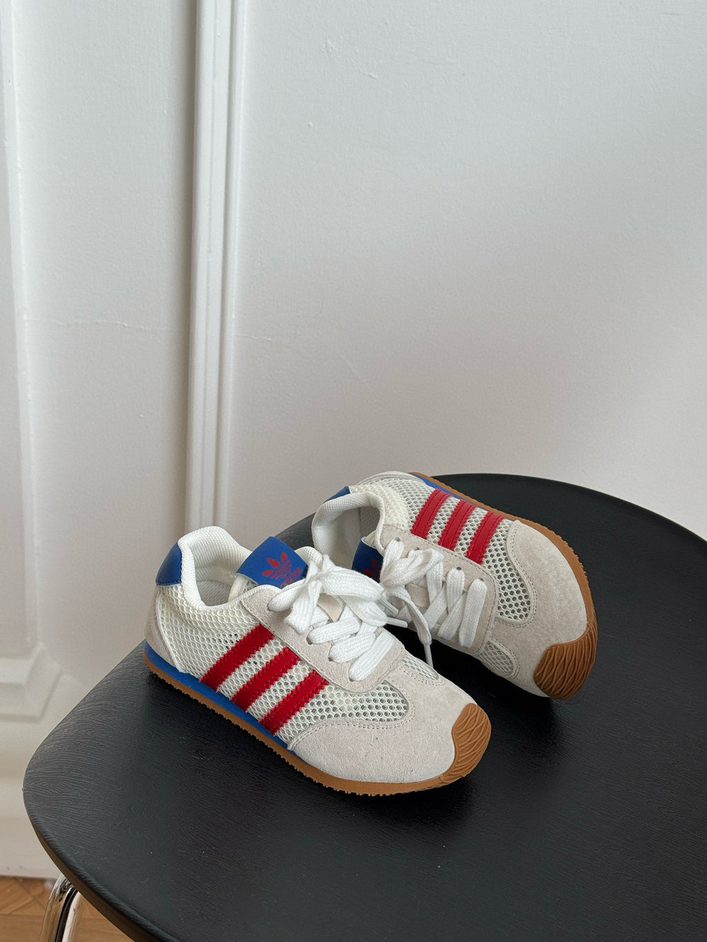 Adidas clover pig eight leather hollow mesh sneakers" white, red, cream"
