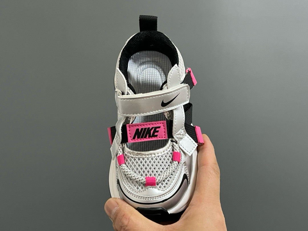 Nike Velcro Mesh Daddy Shoes for Kids" white , silver"