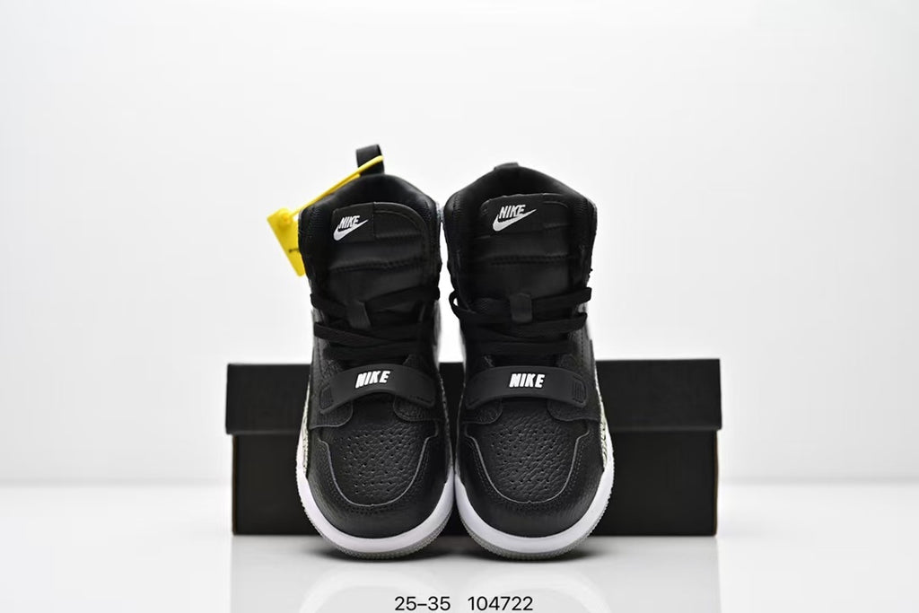 Jordan 312 high top children's shoes full second layer leather" black"