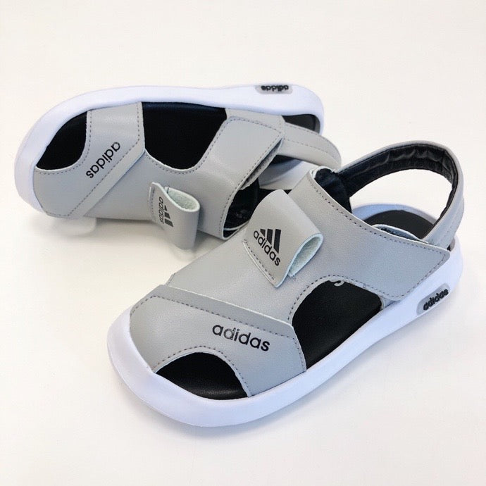 Adidas full leather bread head sandals" gray"