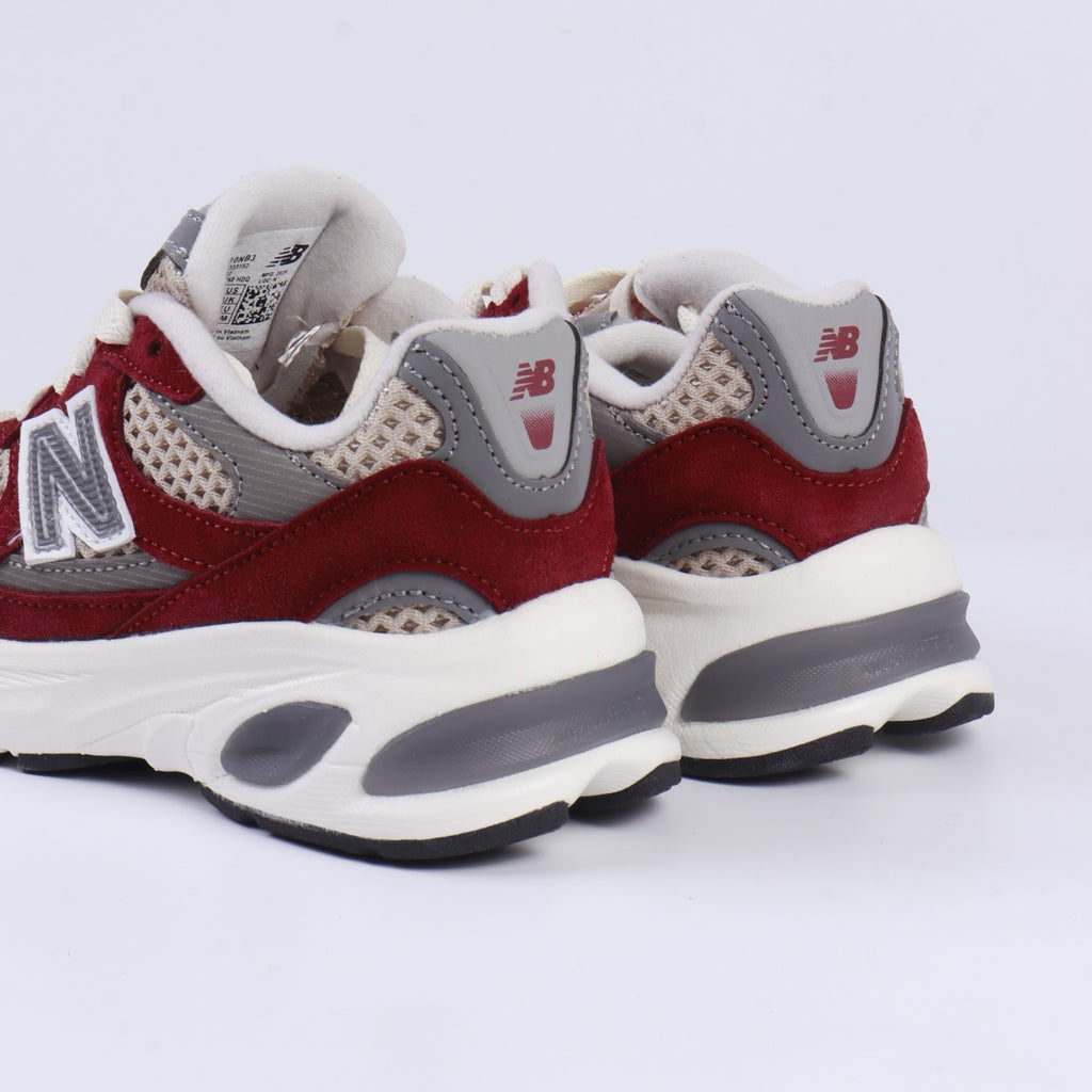 N 2010 children's shoes" maroon red, light beige, & gray"