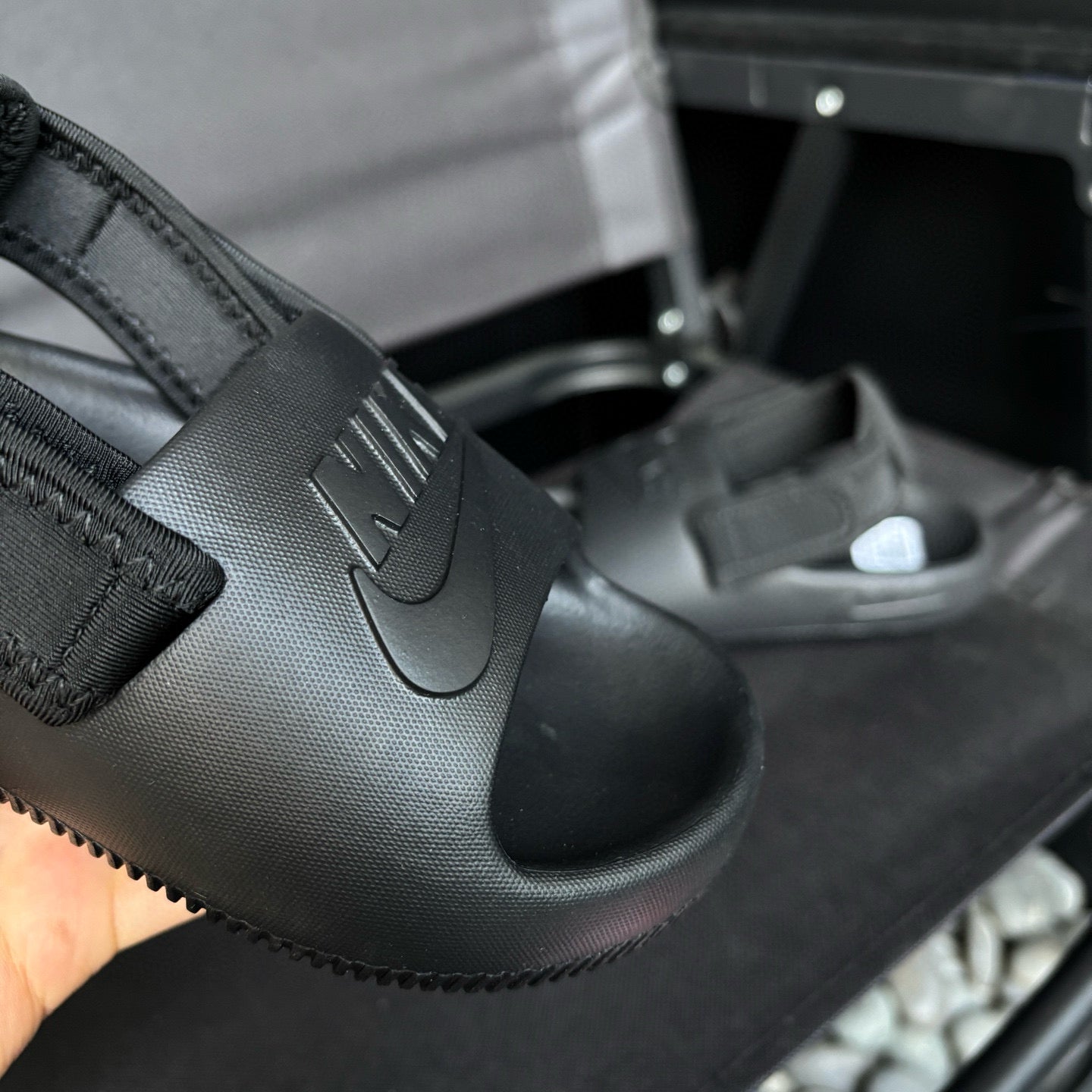 Nike open toe Velcro two-way sandals" black"