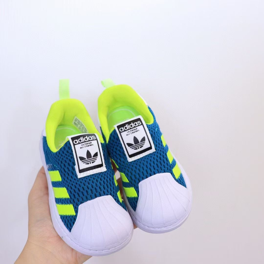 Adidas soft mesh slip-on new "deep blue, lime green"