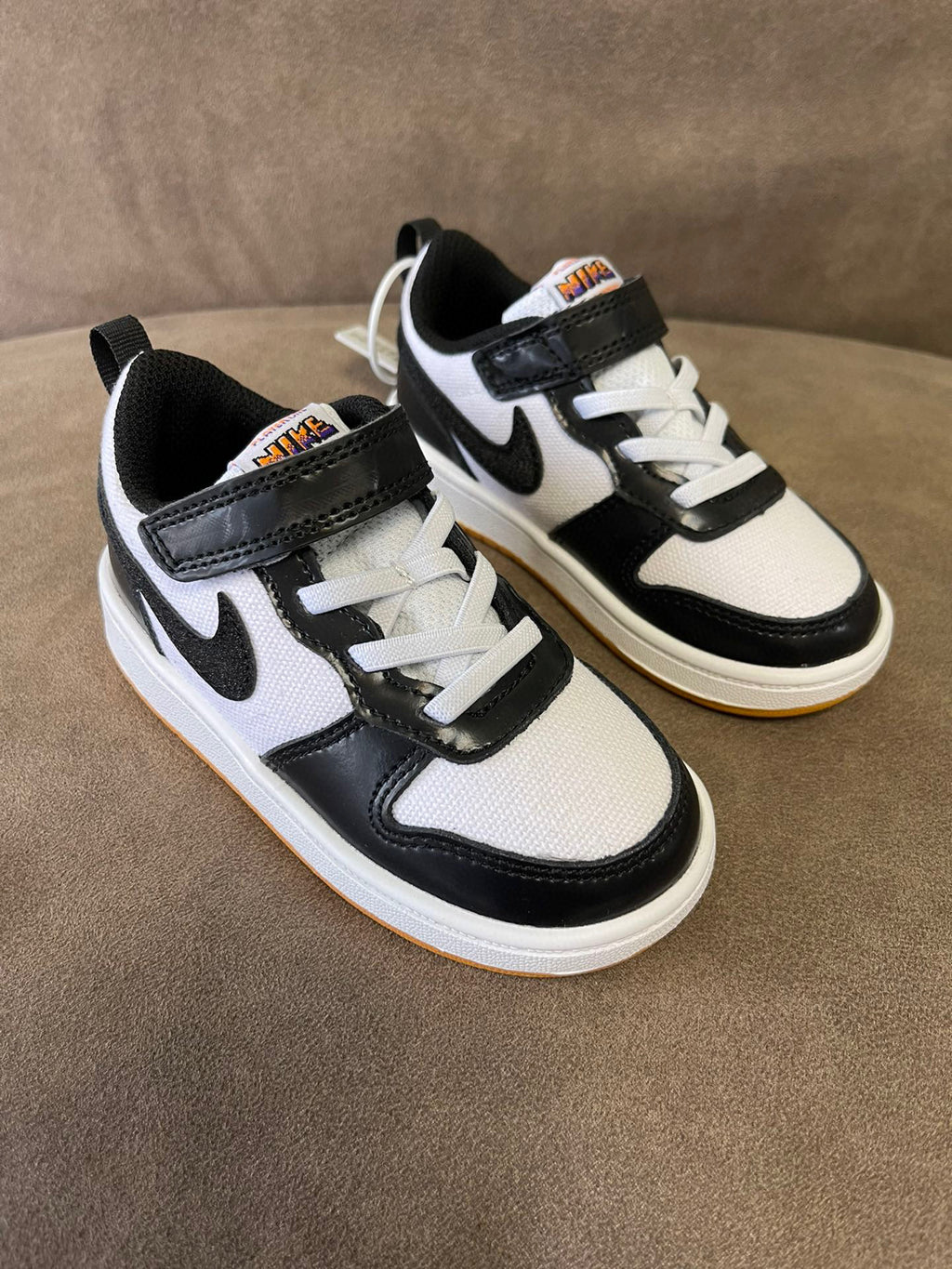 NIKE workwear Air Force One mesh elastic band Velcro children's shoes" white, black"