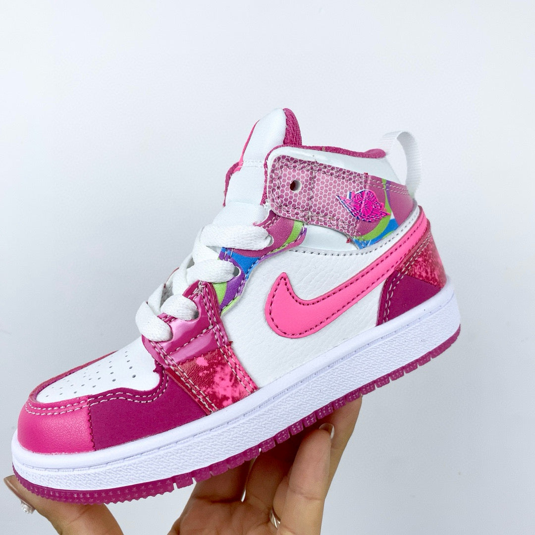 Joe 1 high top stitching" white, Pink, dark purple"