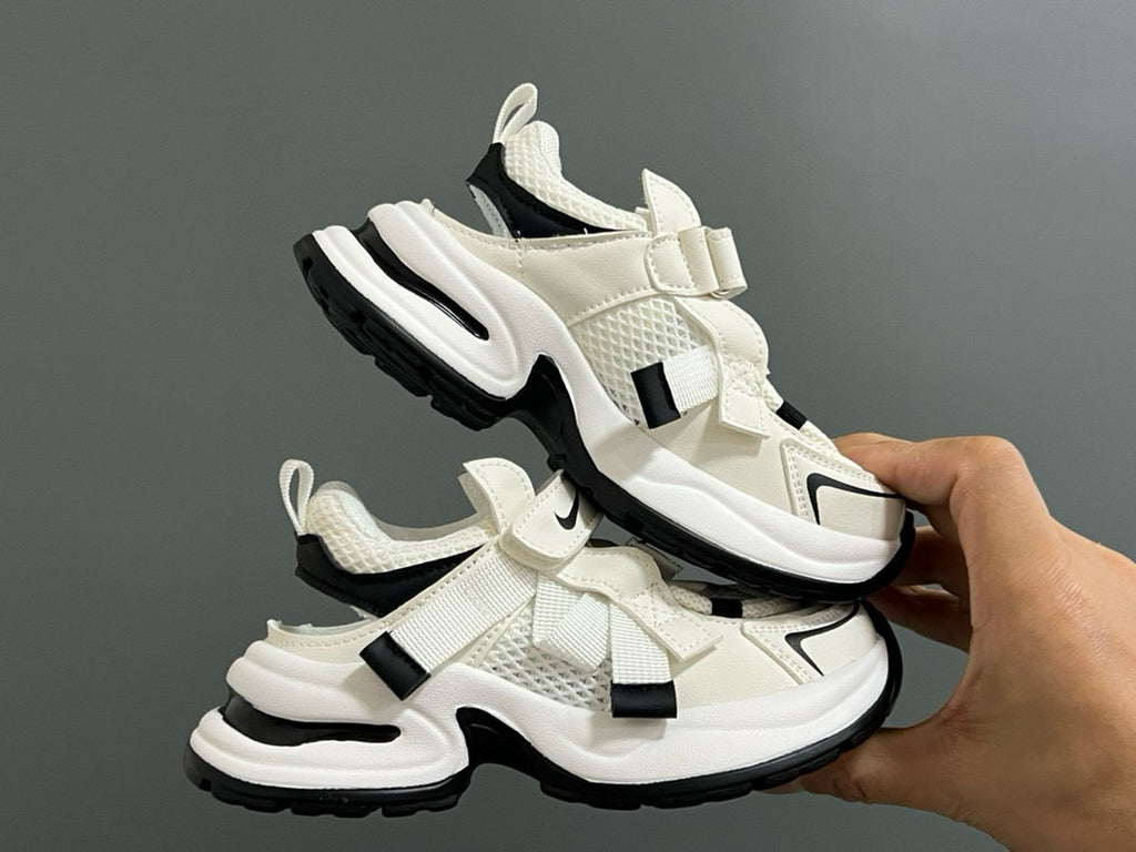 Nike Velcro Mesh Daddy Shoes for Kids" white , cream"
